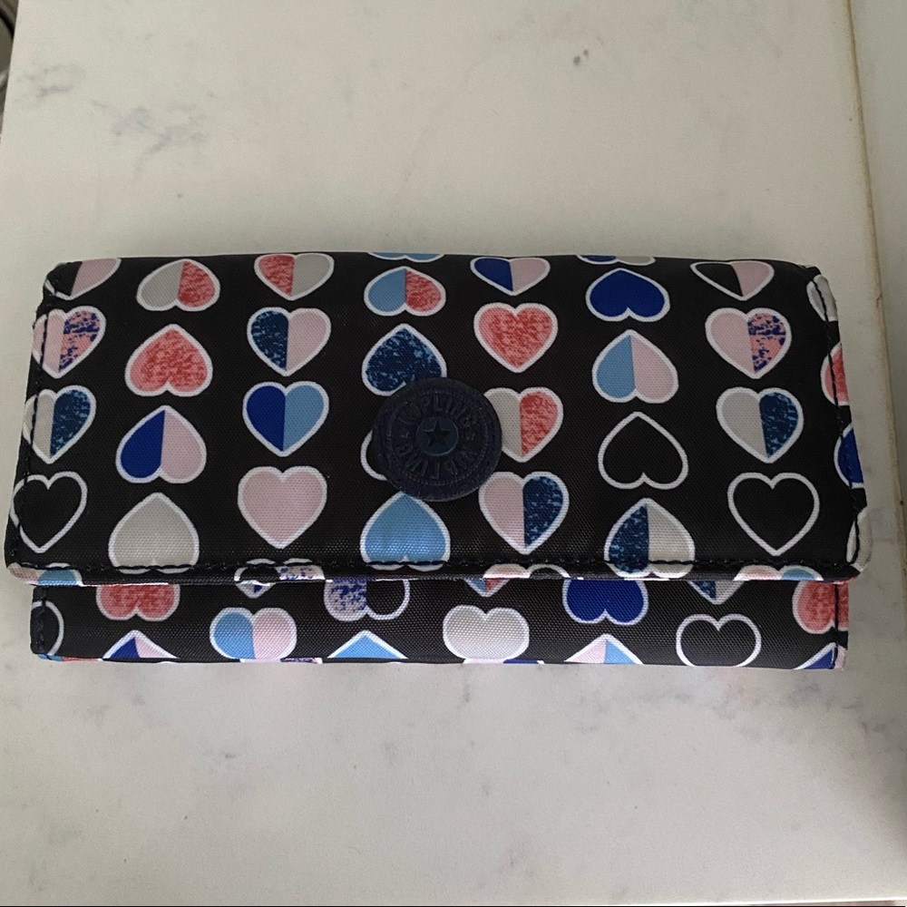 Kipling Wallet New Teddi Merry Hearts NWT
